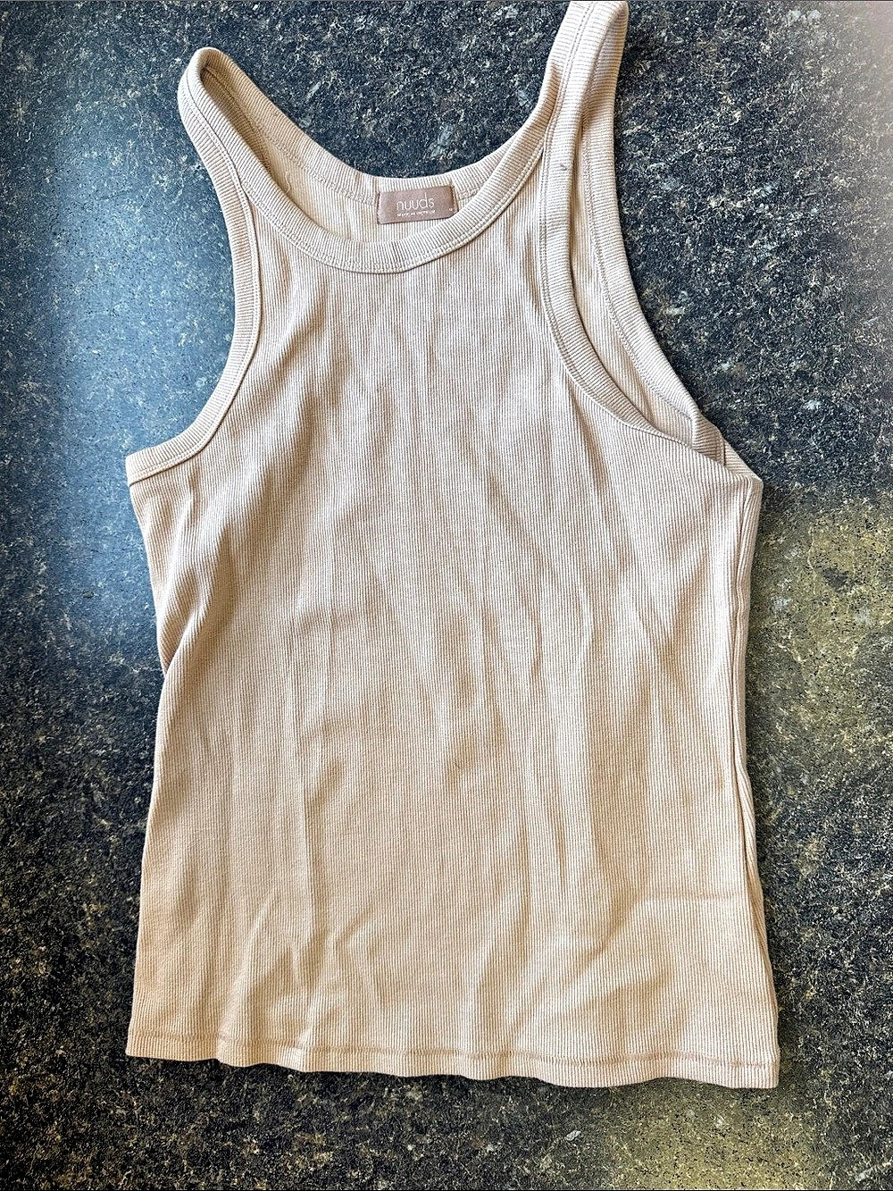 Nuuds Ribbed Tank Top in Beige Like New
